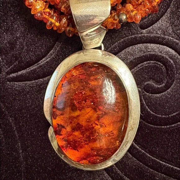 NWOT Jay King Mine Finds Amber & Turquoise Beaded Necklace w/925 Silver Pendant - Picture 8 of 14